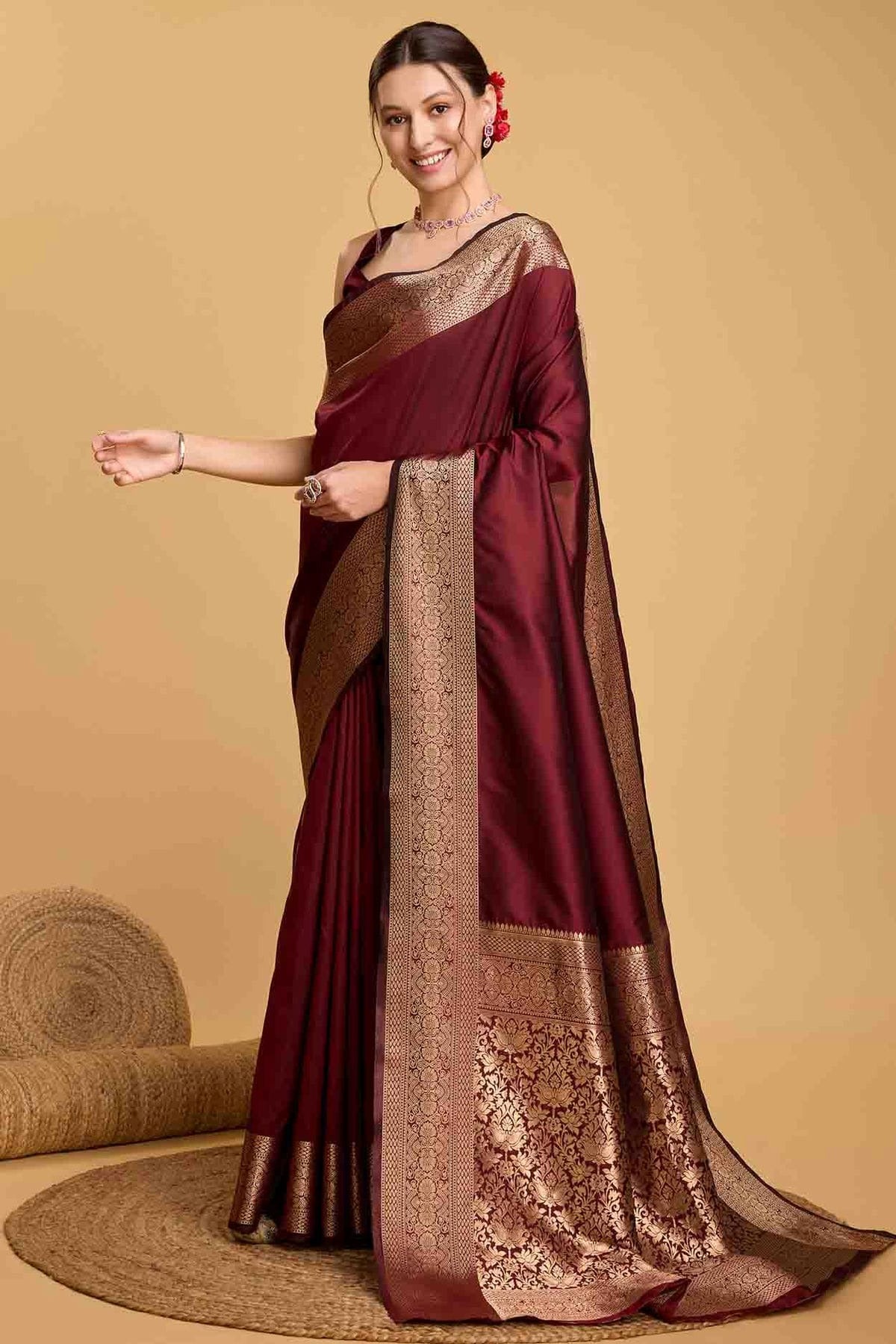 Maroon Soft Silk Traditional Saree NCSD11110991