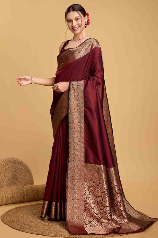 Maroon Soft Silk Traditional Saree NCSD11110991