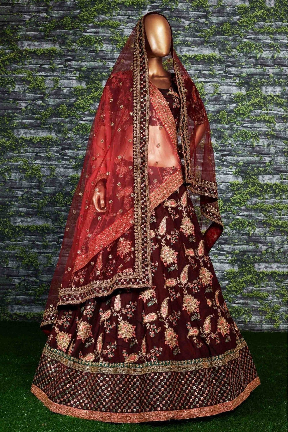 Maroon Taffeta Silk Lehenga Choli NCLC10110264
