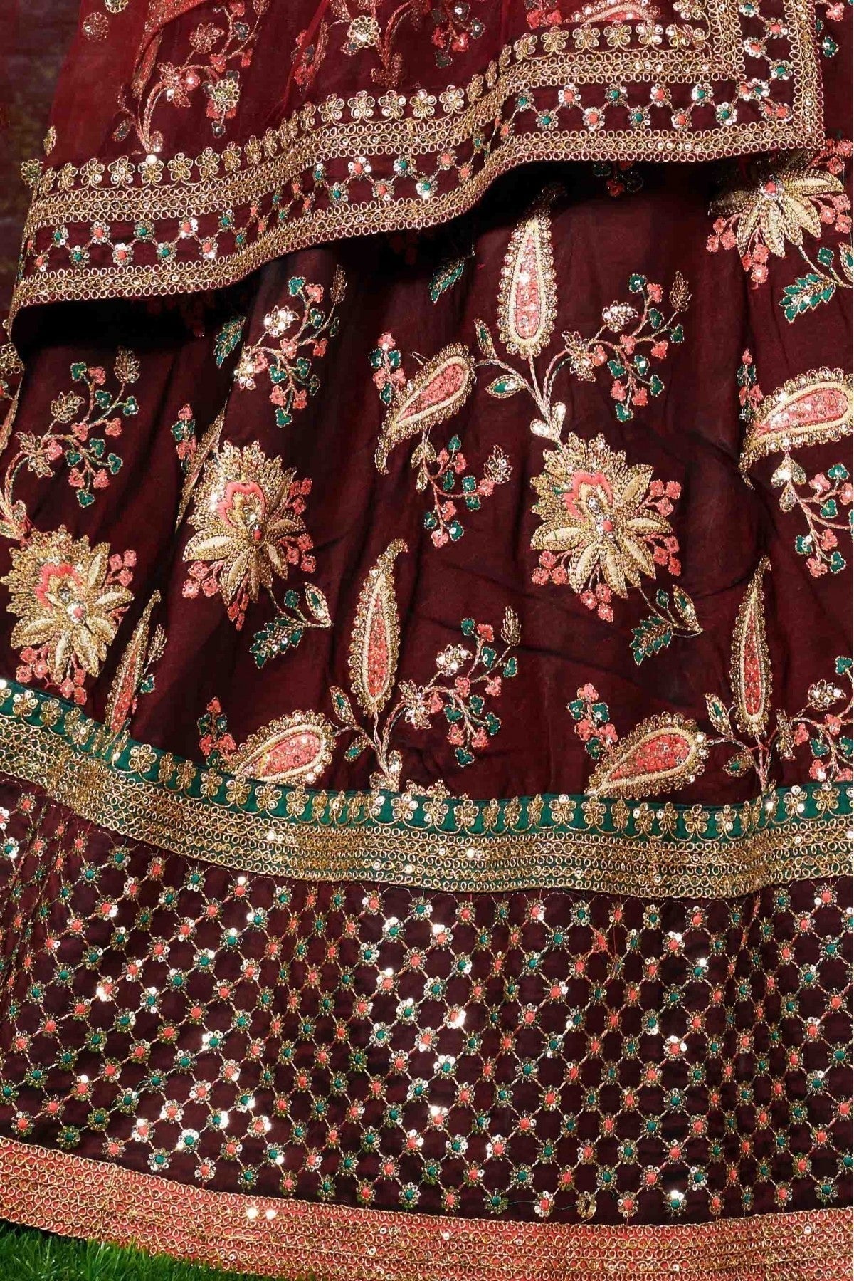 Maroon Taffeta Silk Lehenga Choli NCLC10110264