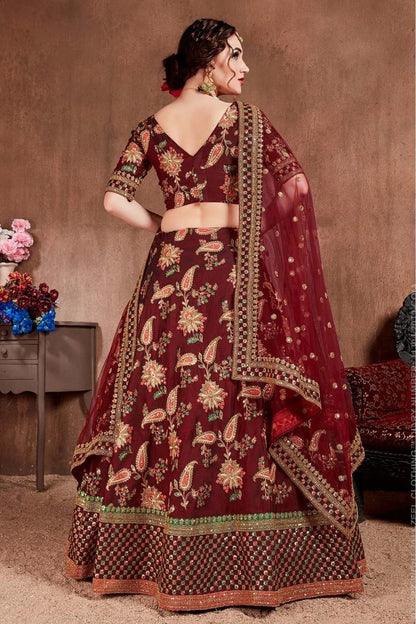 Maroon Taffeta Silk Lehenga Choli NCLC10110327