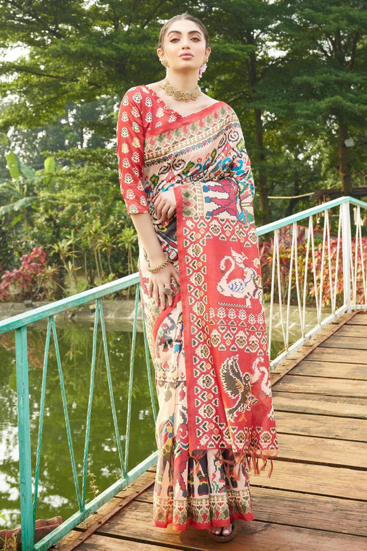 Maroon Tussar Silk Printed Saree NCSD11111536