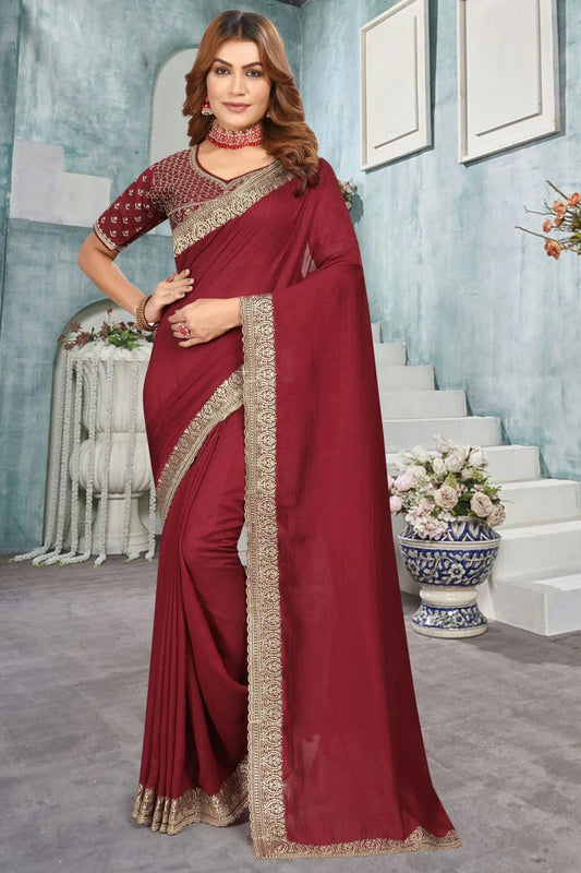 Maroon Vichitra Bloming Designer Saree NCSD10910125