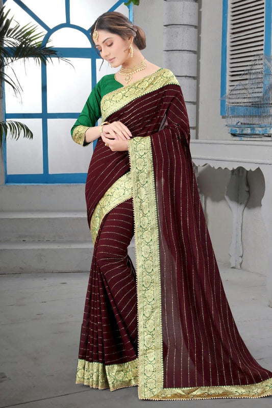 Maroon Vichitra Silk Designer Saree NCLC11210378