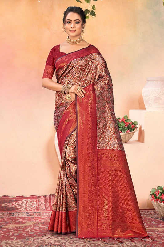 Maroon Woven Kanjivaram Silk Saree NCSD11010488