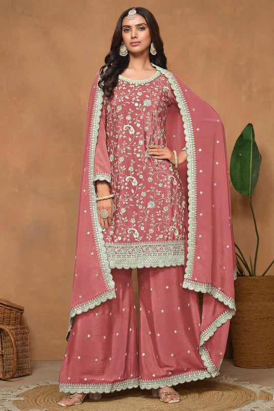 Mauve Chinon Palazzo Pant Suit NCSM10510201