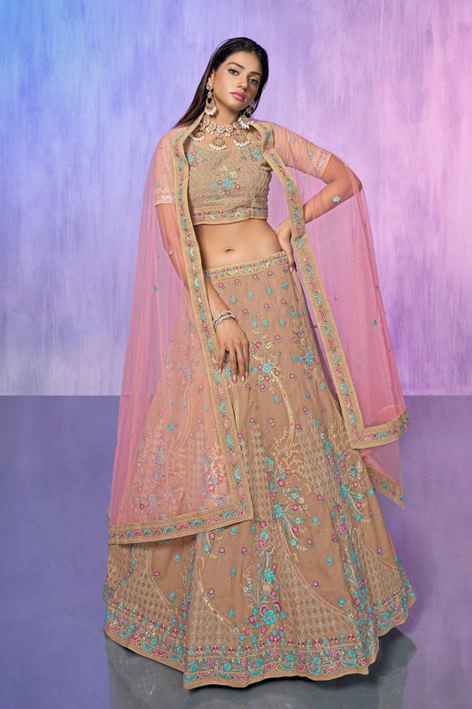 Mauve Embroidery Georgette Lehenga Choli NCLD10810309