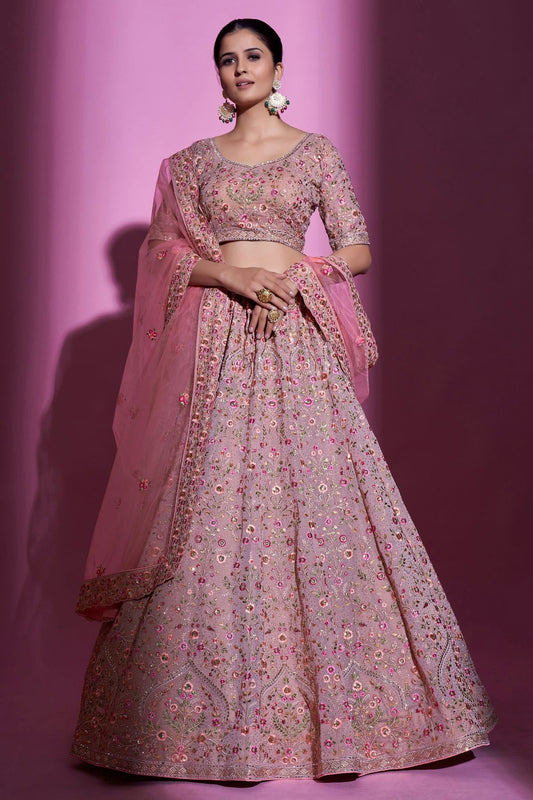 Mauve Embroidery Georgette Lehenga Choli NCLD10810331
