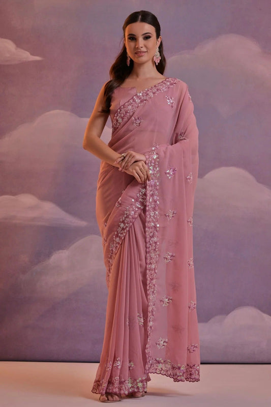 Mauve Georgette Saree NCSD11112431