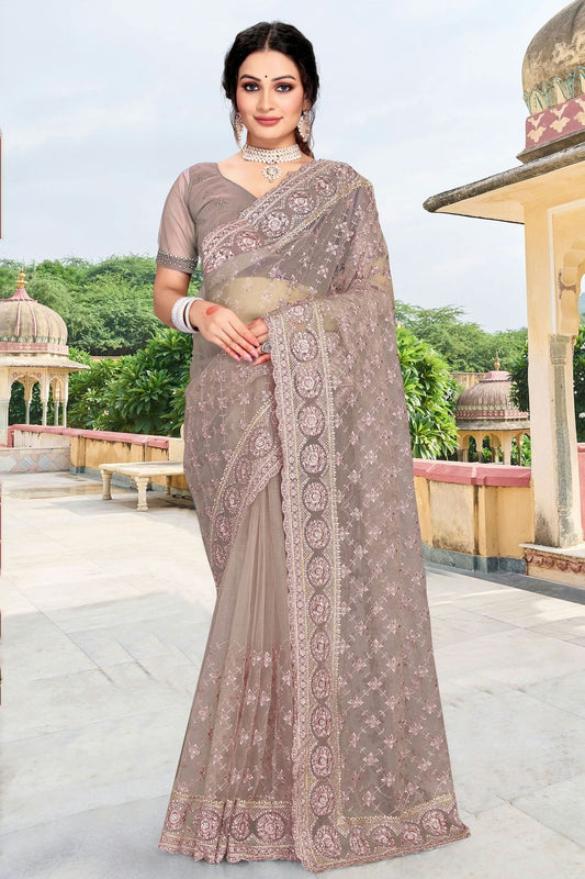 Mauve Net Saree NCSD10910446