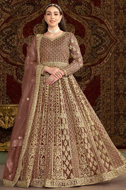 Mauve Net Semi Stitched Anarkali Suit NCSM10510154