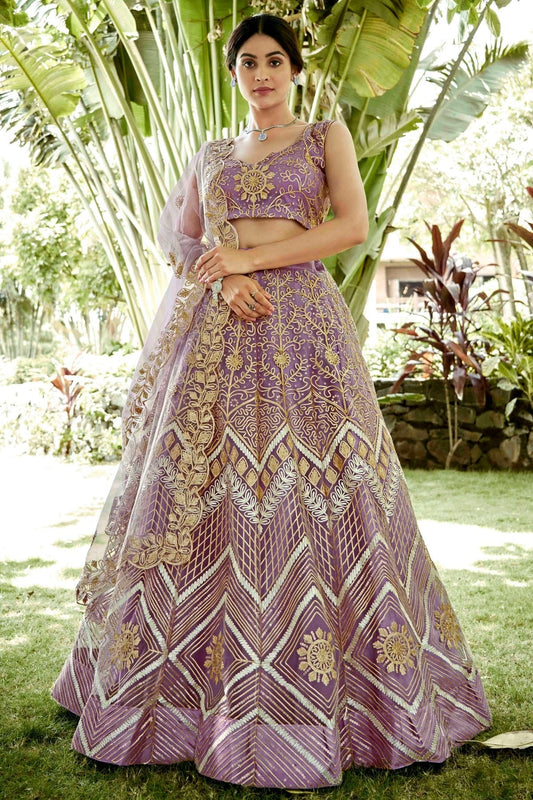 Mauve Net Semi Stitched Lehenga Choli NCLC11710117