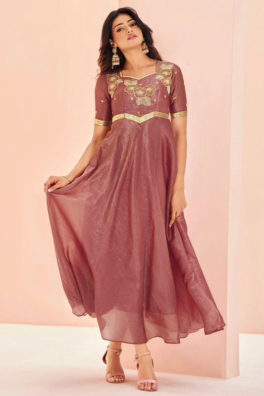 Mauve Organza Indo Western Dress  NCTP10810149