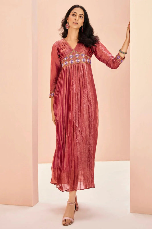 Mauve Organza Indo Western Dress  NCTP10810154