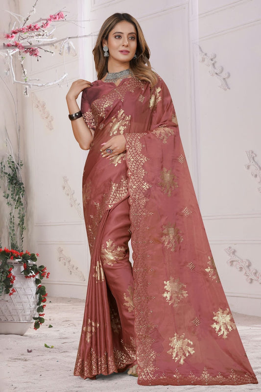 Mauve Organza Silk Designer Saree NCLC11210383