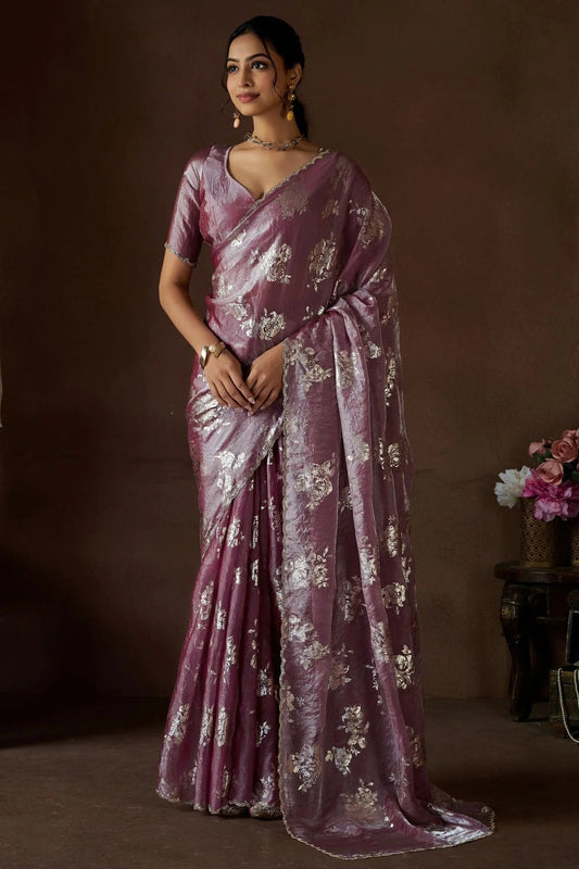 Mauve Satin Silk Designer Saree NCSD11210205