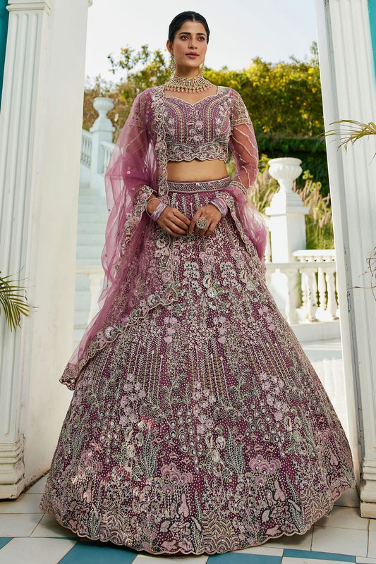 Mauve Semi Stitched Net Lehenga Choli NCLC11111232