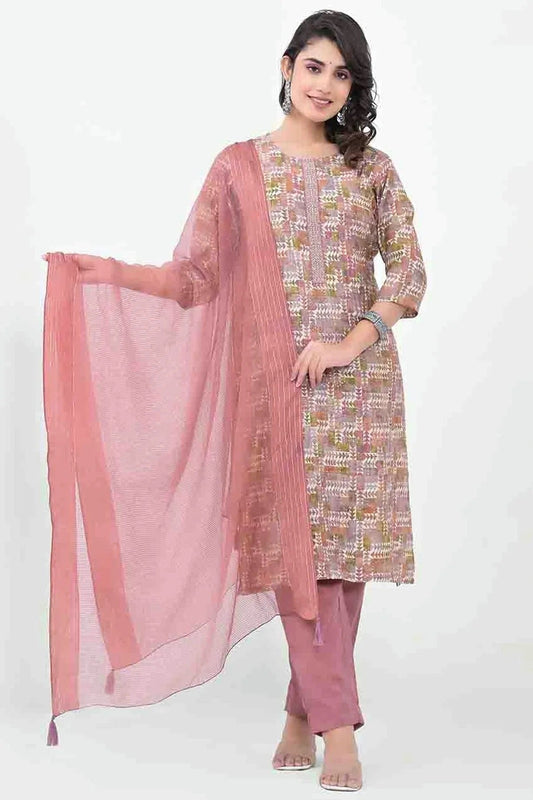 Mauve Silk Stitched Pant Style Suit NCSS11410294