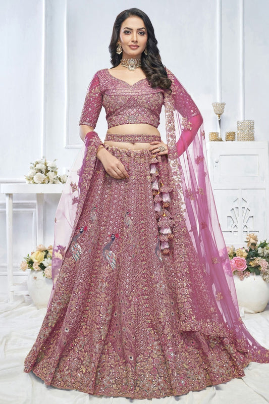 Mauve Soft Net Embroidery Lehenga Choli NCLC11112013