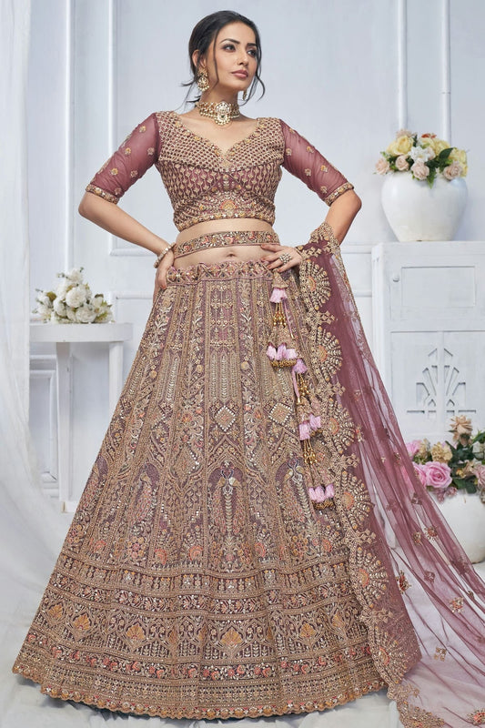 Mauve Soft Net Embroidery Lehenga Choli NCLC11112017
