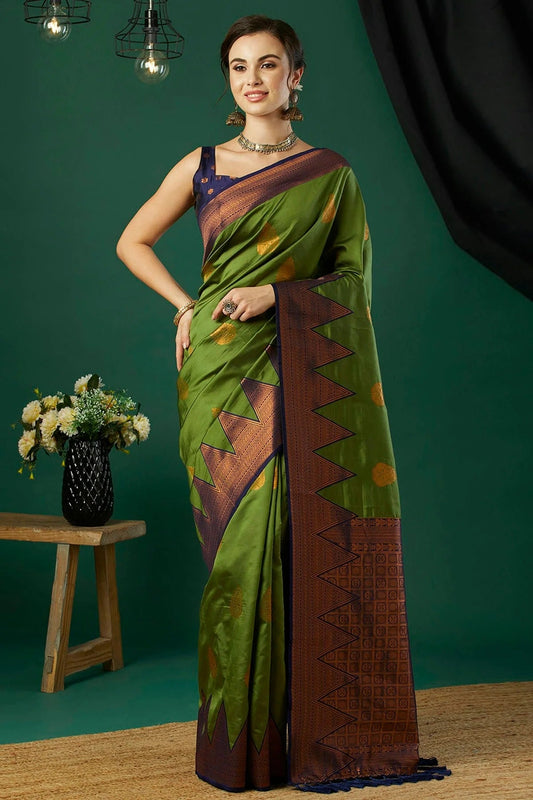 Mehendi Green Banarasi Silk Traditional Saree NCSD11111687