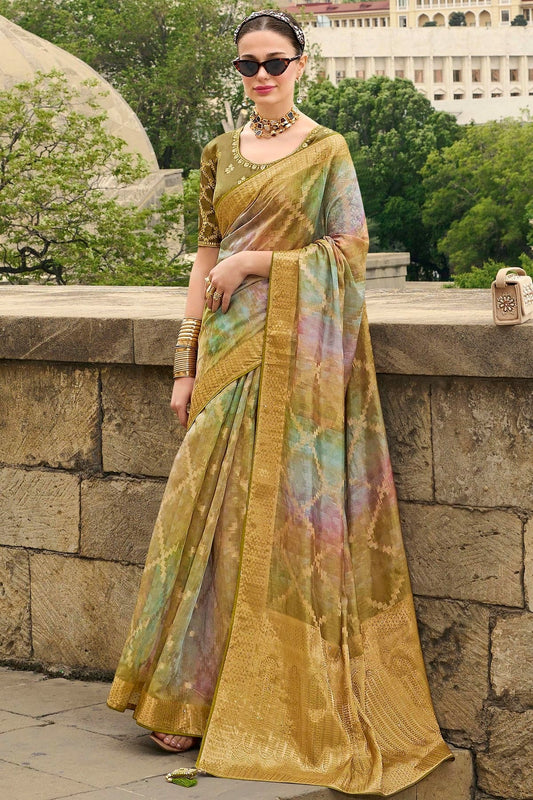 Mehendi Green Jacquard Silk Traditional Saree NCSD11111476