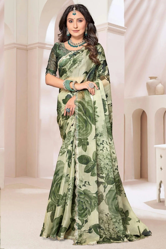 Mehendi Green Organza Silk Designer Saree NCSD11210241