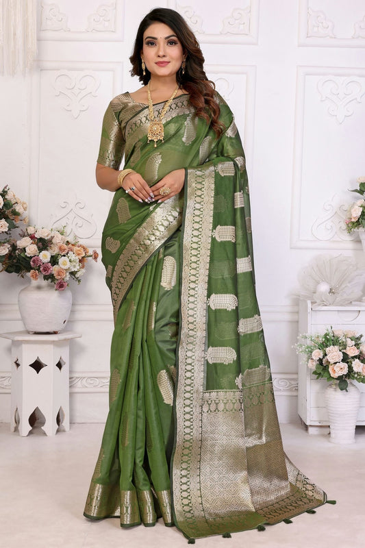 Mehendi Green Organza Traditional Saree NCSD11111085