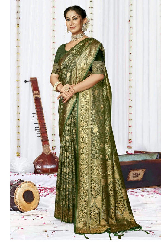 Mehendi Green Satin Silk Traditional Saree NCSD11010443
