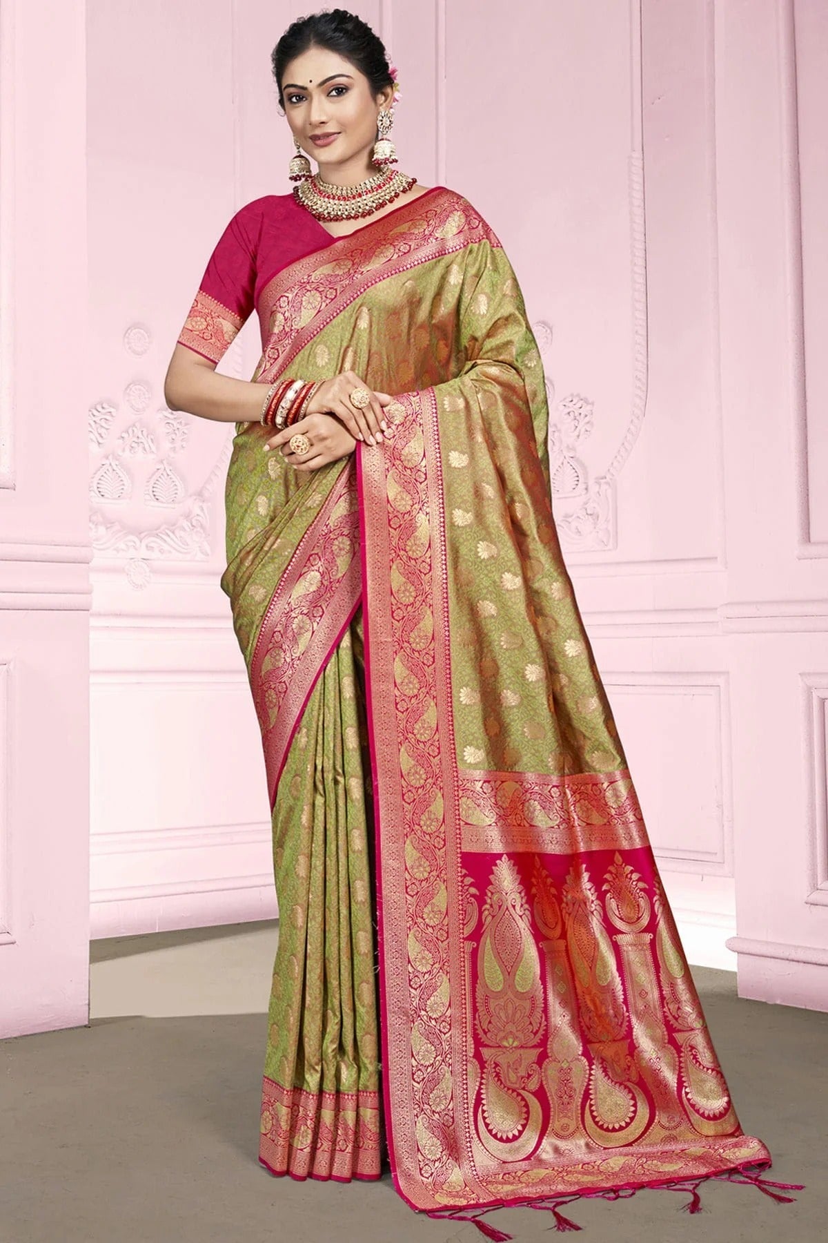 Mehendi Green Silk Traditional Saree NCSD11010412