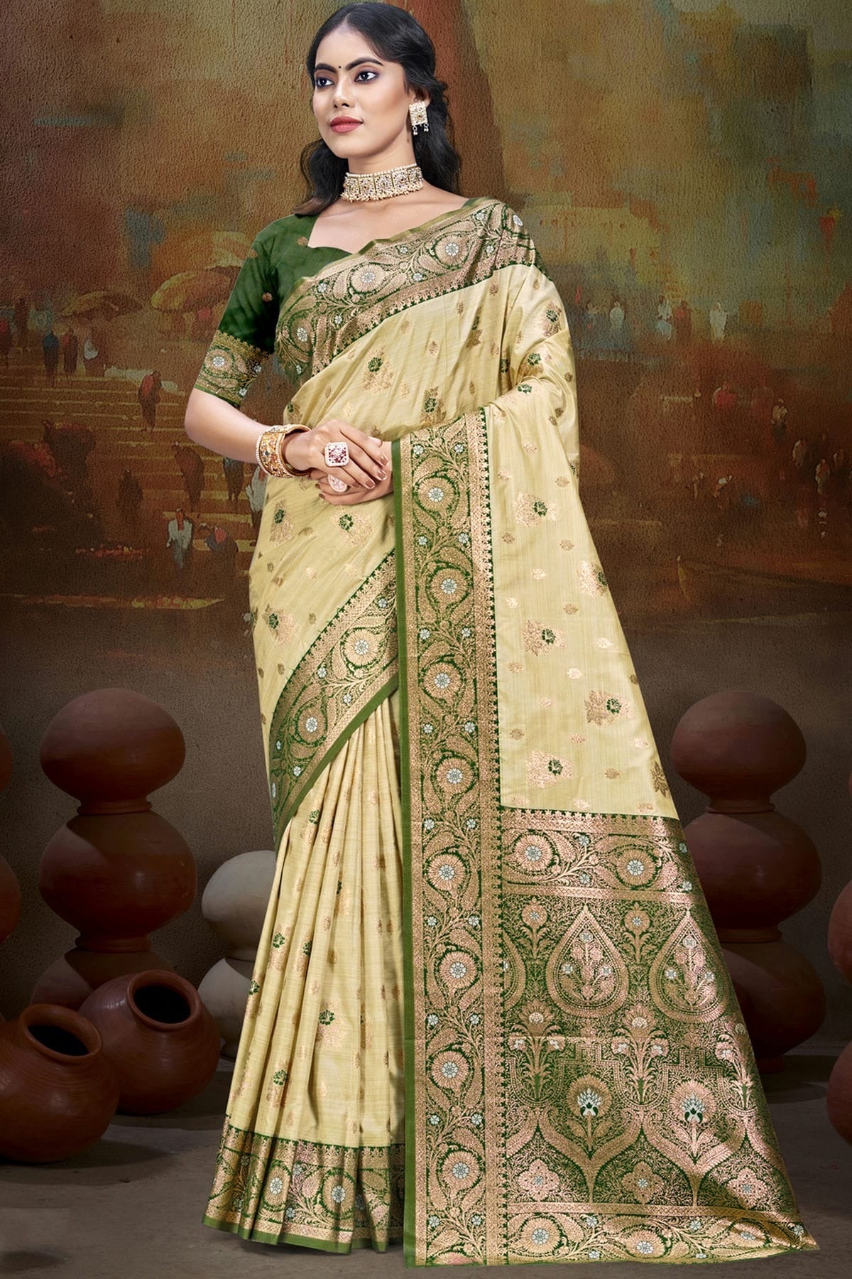 Mehendi Green Silk Woven Traditional Saree NCSD11010238
