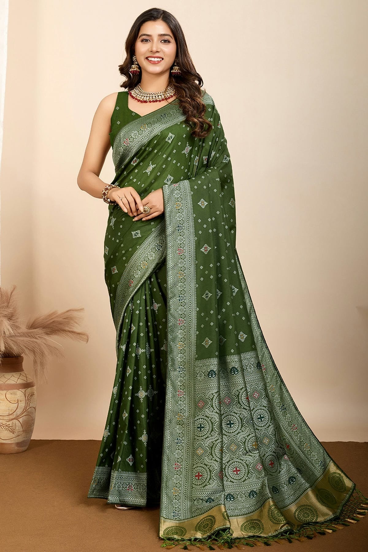 Mehendi Green Soft Silk Traditional Saree NCSD11111101