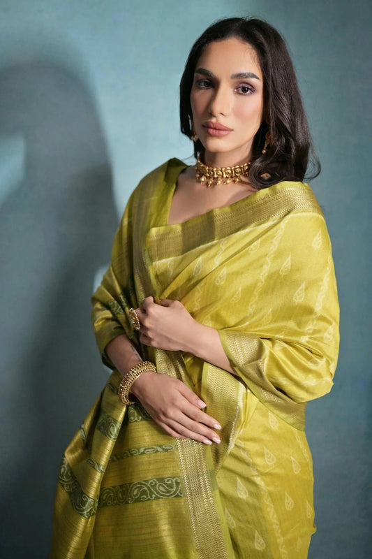 Mehendi Green Tussar Silk Saree NCSD11112513