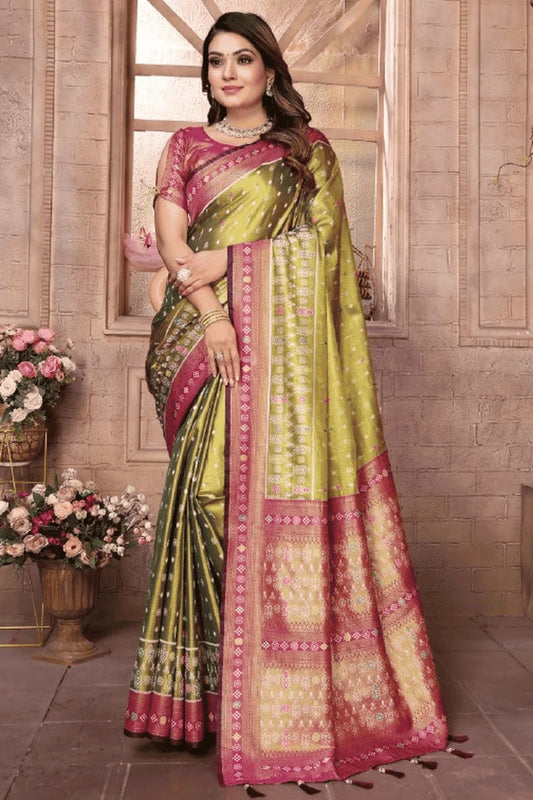 Mehendi Green Woven Pure Banarasi Tissue Silk Traditional Saree NCSD12510133