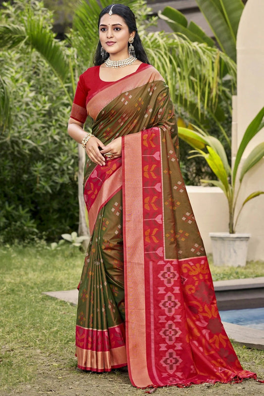 Mehendi Green Woven Silk Traditional Saree NCSD11010169