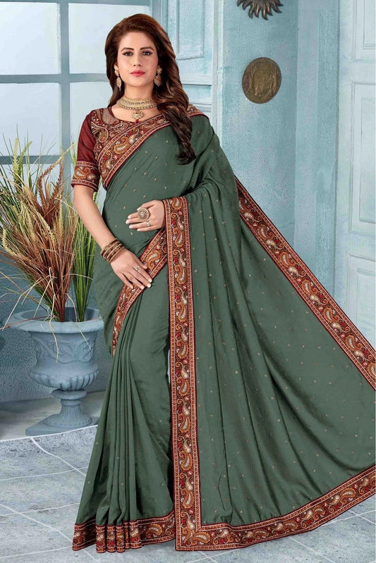 Mehendi Vichitra Silk Designer Saree NCSD11210651
