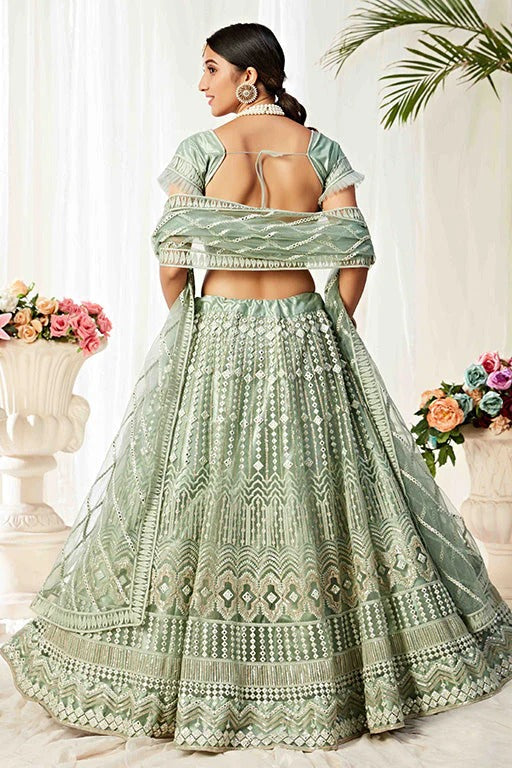 Mint Green Net Designer Lehenga Choli NCLC12410152