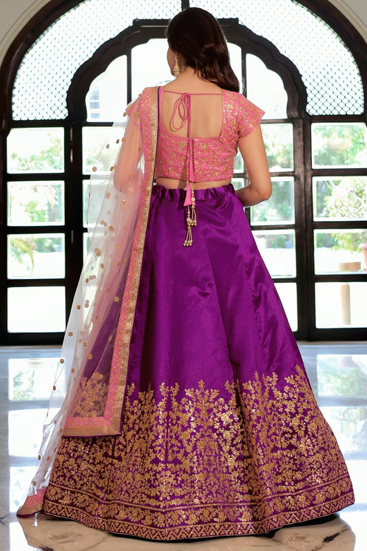 Mulberry Silk Lehenga Choli In Purple Colour LC10110195