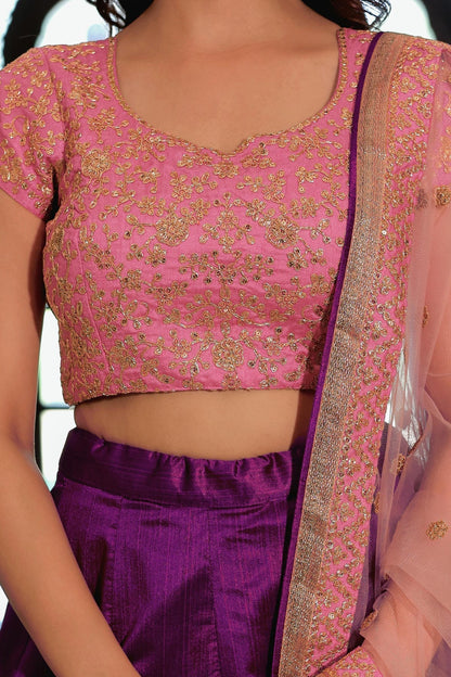 Mulberry Silk Lehenga Choli In Purple Colour LC10110195