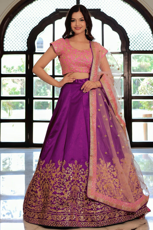 Mulberry Silk Lehenga Choli In Purple Colour LC10110195