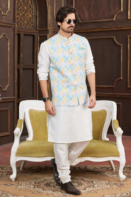 Multi Art Silk Kurta PajamaWith Jacket  NCKP12310118