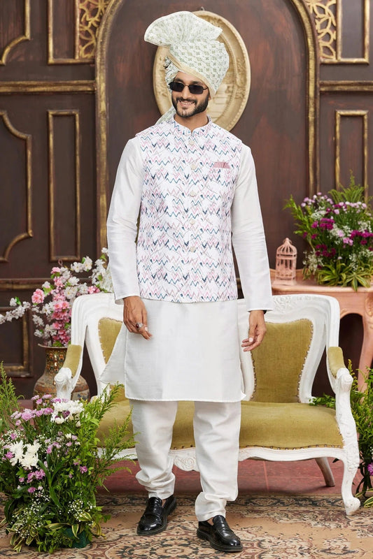 Multi Art Silk Kurta PajamaWith Jacket  NCKP12310122