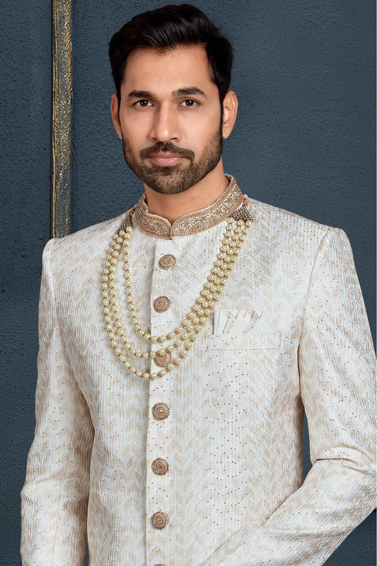 Multi Banarasi Jacquard Sherwani NCSH10410476