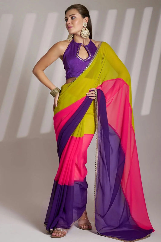 Multi Chiffon Saree NCSD11111034