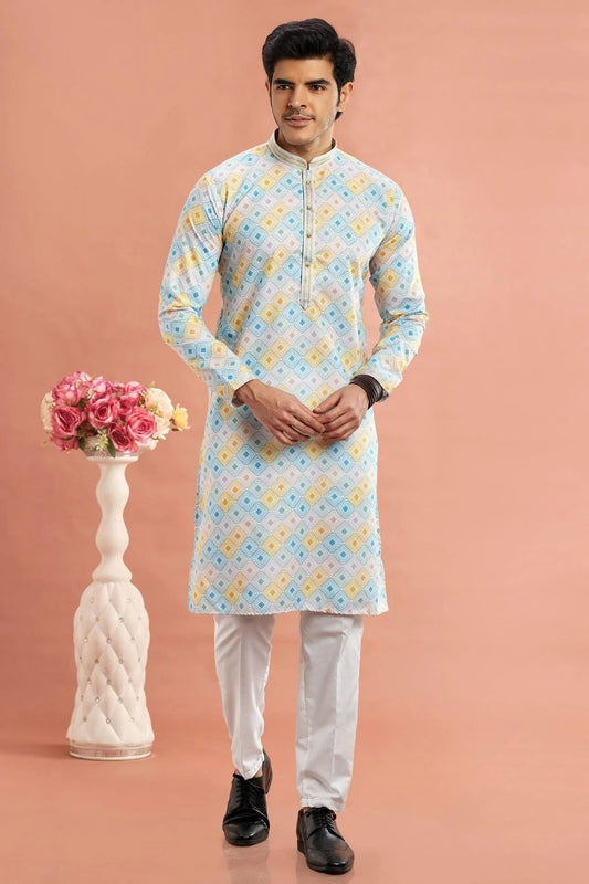 Multi Cotton Thread Kurta Pajama NCKP12310197