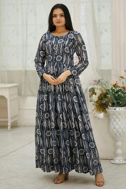 Multi Faux Georgette Stitched Gown NCGW11111356