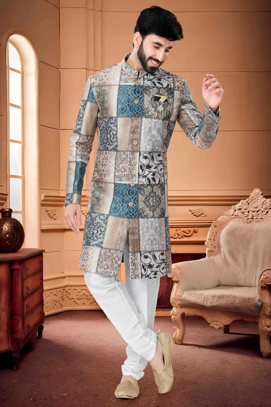 Multi Indo Western In Satin NCSH11310207