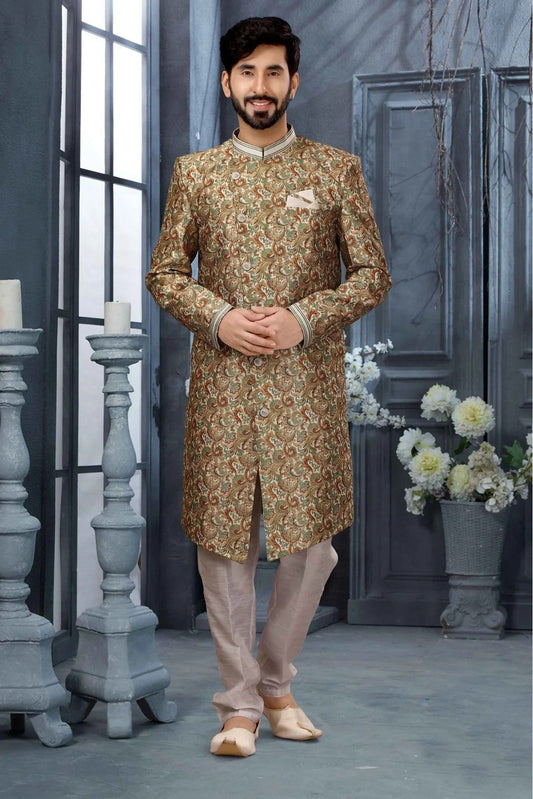 Multi Jacquard Digital Print Sherwani NCSH10410480