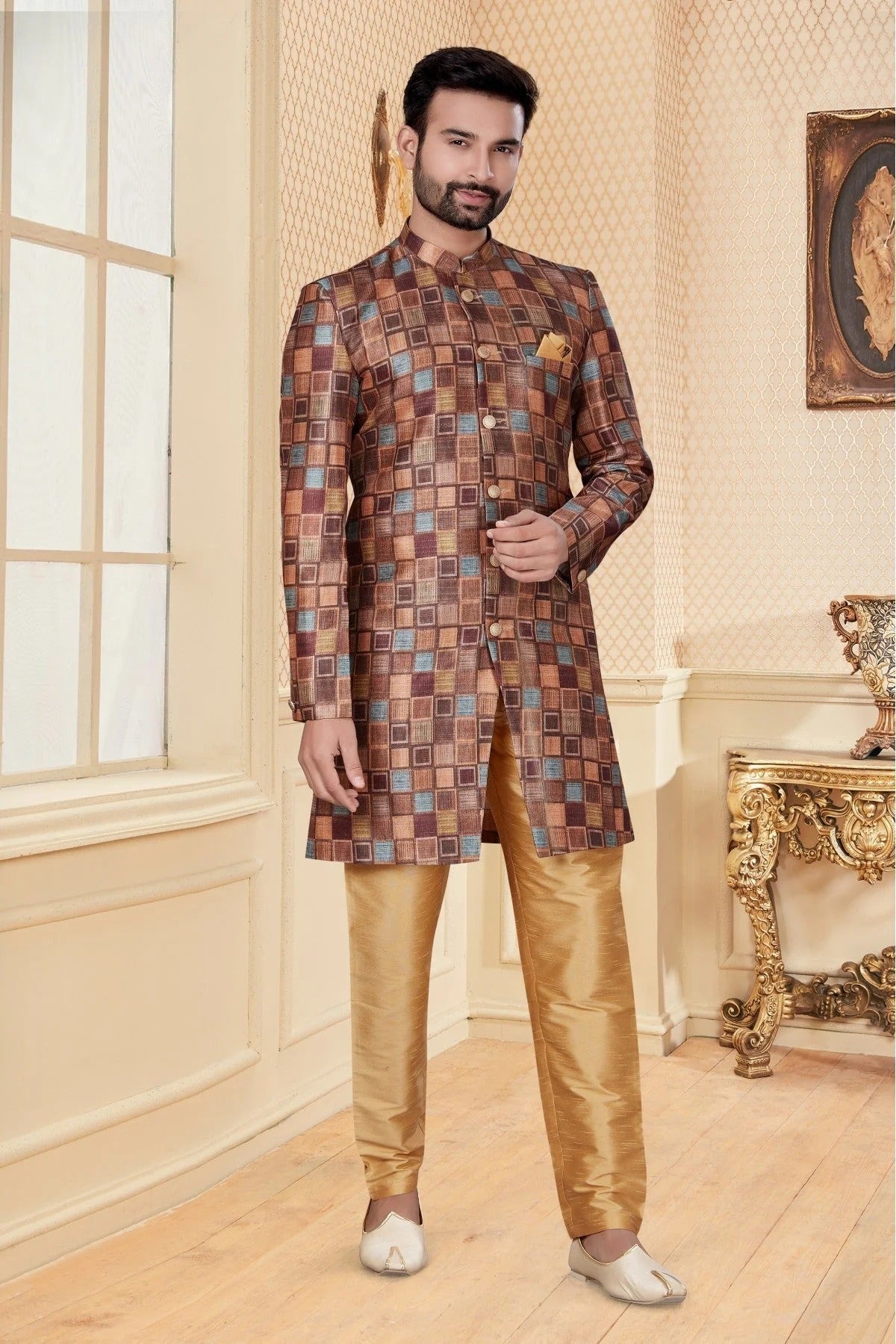 Multi Jacquard Sherwani NCSH10410482