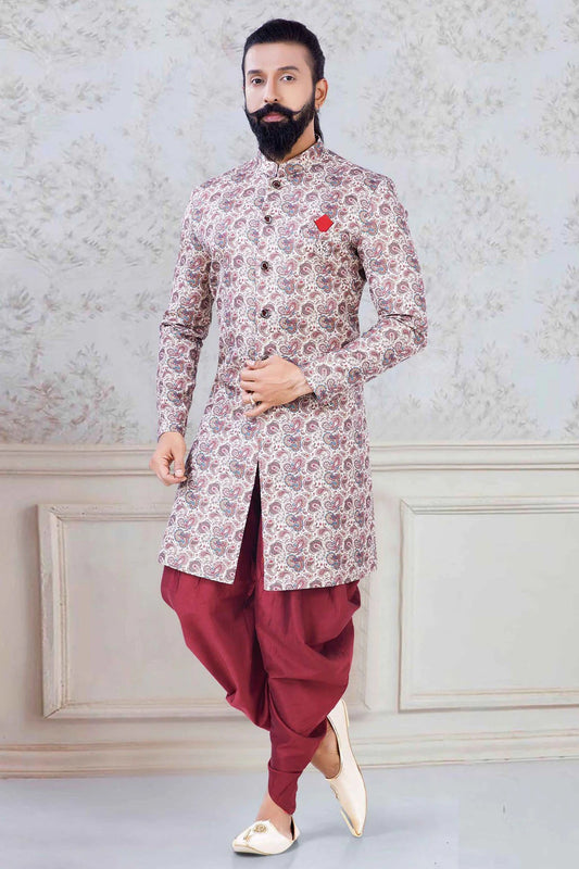 Multi Jacquard Festival Wear Dhoti Sherwani NCSH11310182